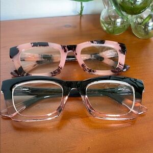 Reading 1.0 Stylish Square Glasses Set in Pink and Black